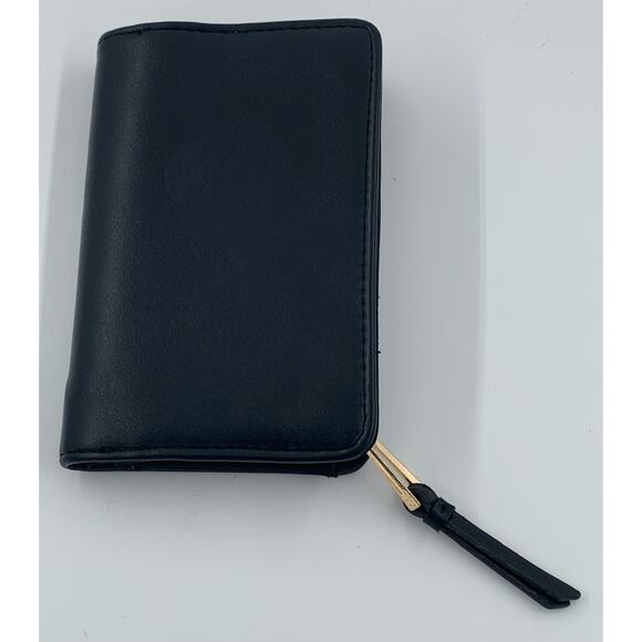 Small Black Wallet Womens Zipper Snap Card Slots Coin Pocket Smooth Window Slot - Picture 2 of 8